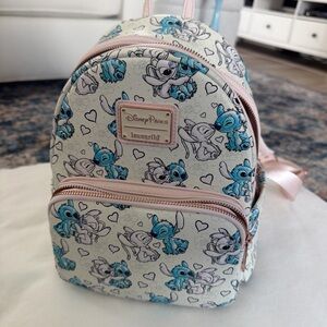 Loungefly Disney Parks Stitch Heart Mini Backpack - Blue and Cream